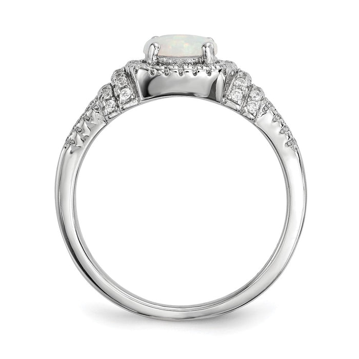 Buy Stylish Rhodium-Plated Sterling Silver Ring with CZ & Opal - Affordable Luxury-2