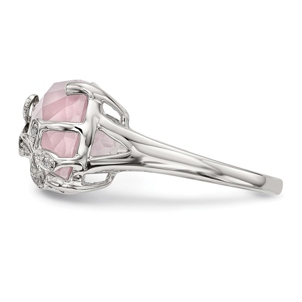 Shop Exclusive Rhodium-Plated Sterling Silver Ring, 7mm Rose Quartz & White Sapphire