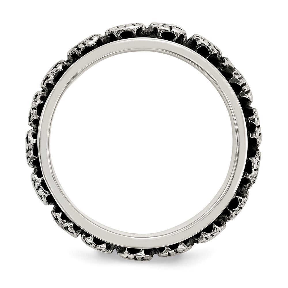 Shop Stylish Polished Sterling Silver Spinning Skull Ring - Unique Design!