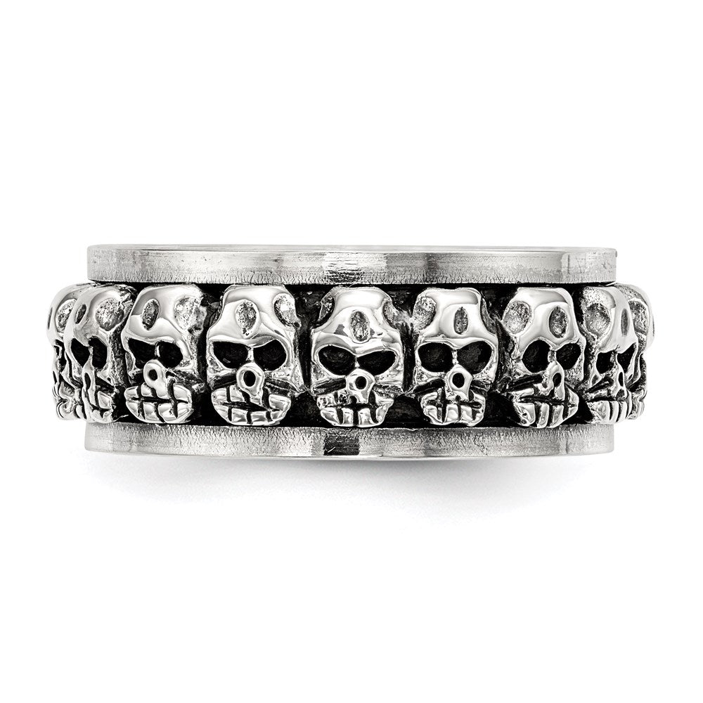 Shop Stylish Polished Sterling Silver Spinning Skull Ring - Unique Design!