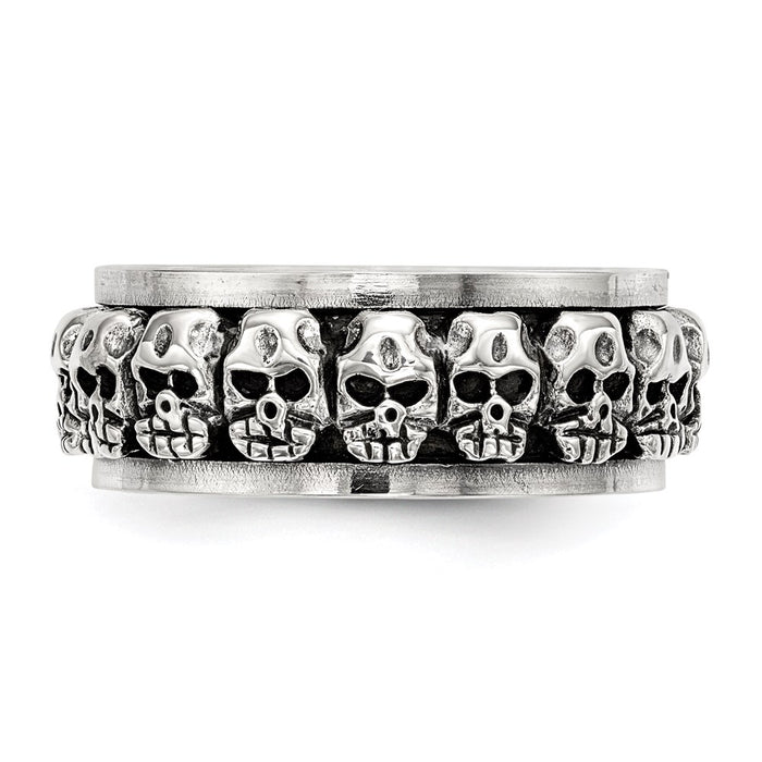 Shop Stylish Polished Sterling Silver Spinning Skull Ring - Unique Design!-3