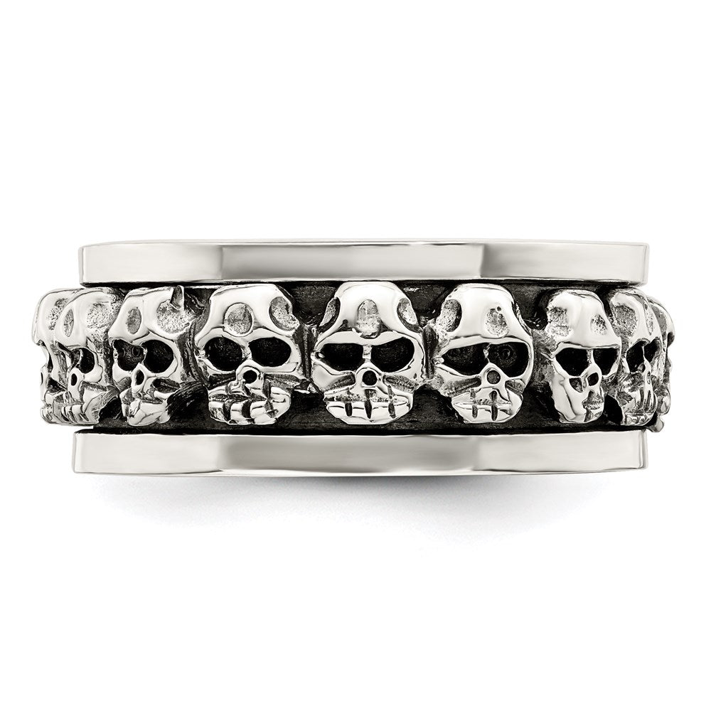Shop Stylish Polished Sterling Silver Spinning Skull Ring - Unique Design!