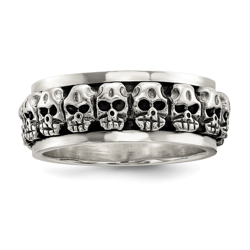 Shop Stylish Polished Sterling Silver Spinning Skull Ring - Unique Design!