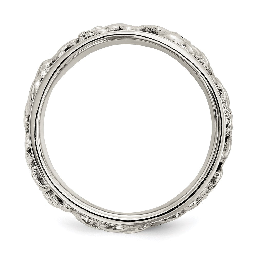 Order Stylish Polished Sterling Silver Spinning Skull Ring, Antiqued Finish