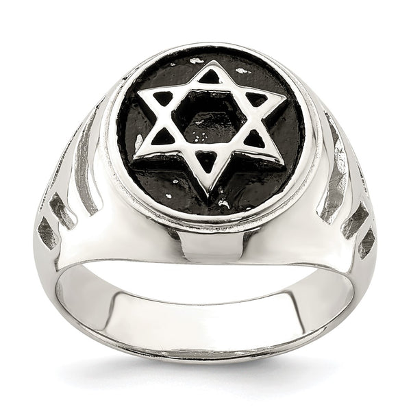 Antiqued Sterling Silver Star of David Ring