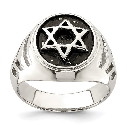 High-Quality Antiqued Sterling Silver Star of David Ring | Stylish Design