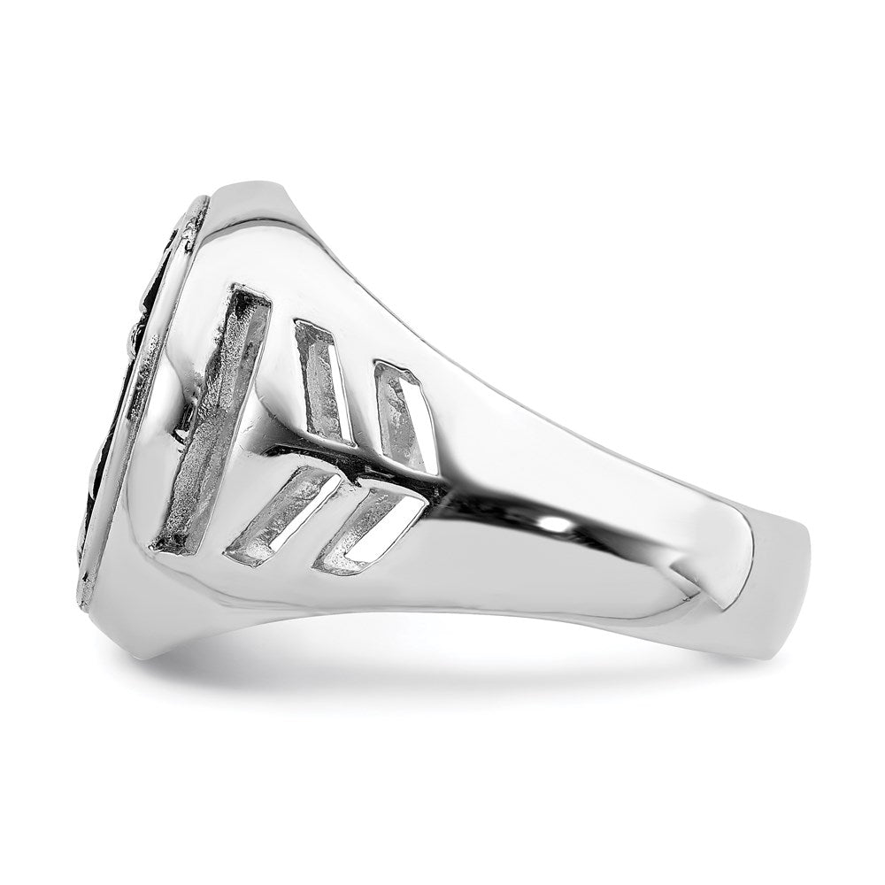High-Quality Antiqued Plated Anchor Ring in Stylish Rhodium-Plated Silver