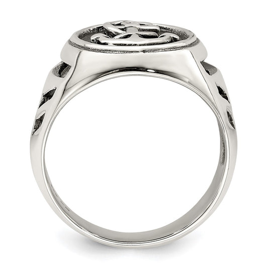 High-Quality Antiqued Sterling Silver Anchor Ring - Stylish Design at Value Price