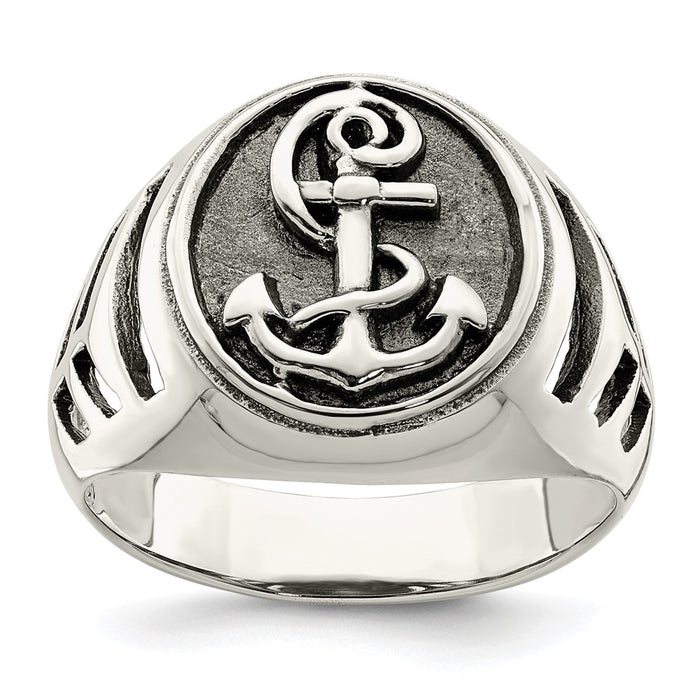 Buy Designer Antiqued Sterling Silver Anchor Ring | Stylish and Affordable-1