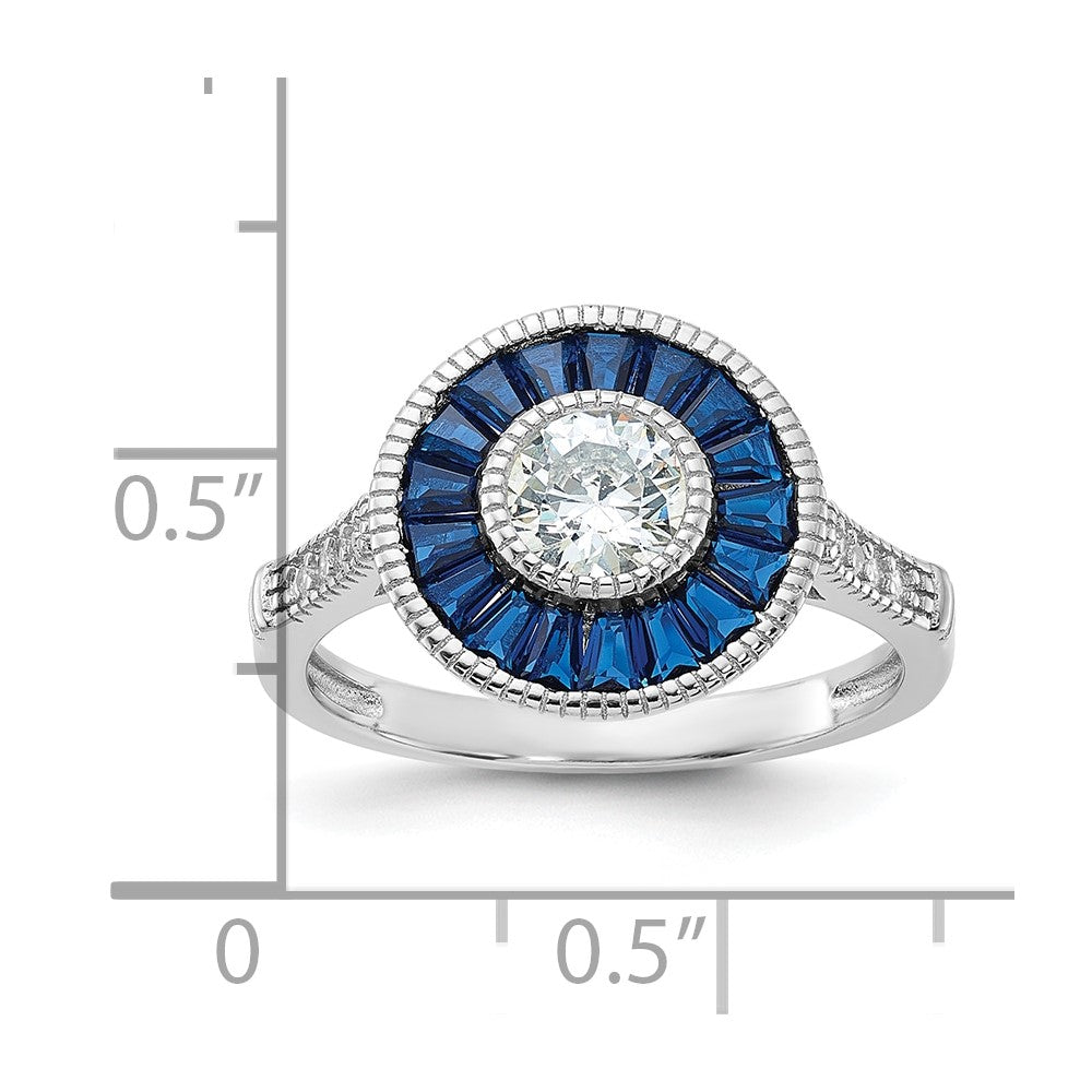Shop Stylish Rhodium-Plated Sterling Silver Ring with Blue Spinel & CZ