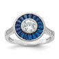 Shop Stylish Rhodium-Plated Sterling Silver Ring with Blue Spinel & CZ-1