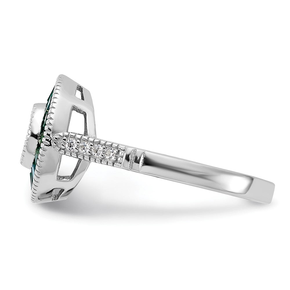 Shop Stylish Rhodium-Plated Sterling Silver Ring with Green Spinel & CZ