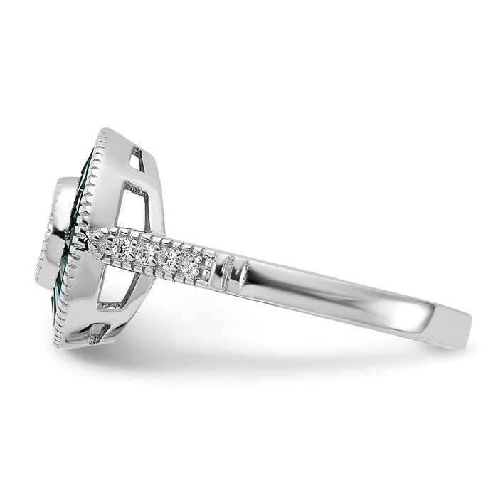 Shop Stylish Rhodium-Plated Sterling Silver Ring with Green Spinel & CZ-3