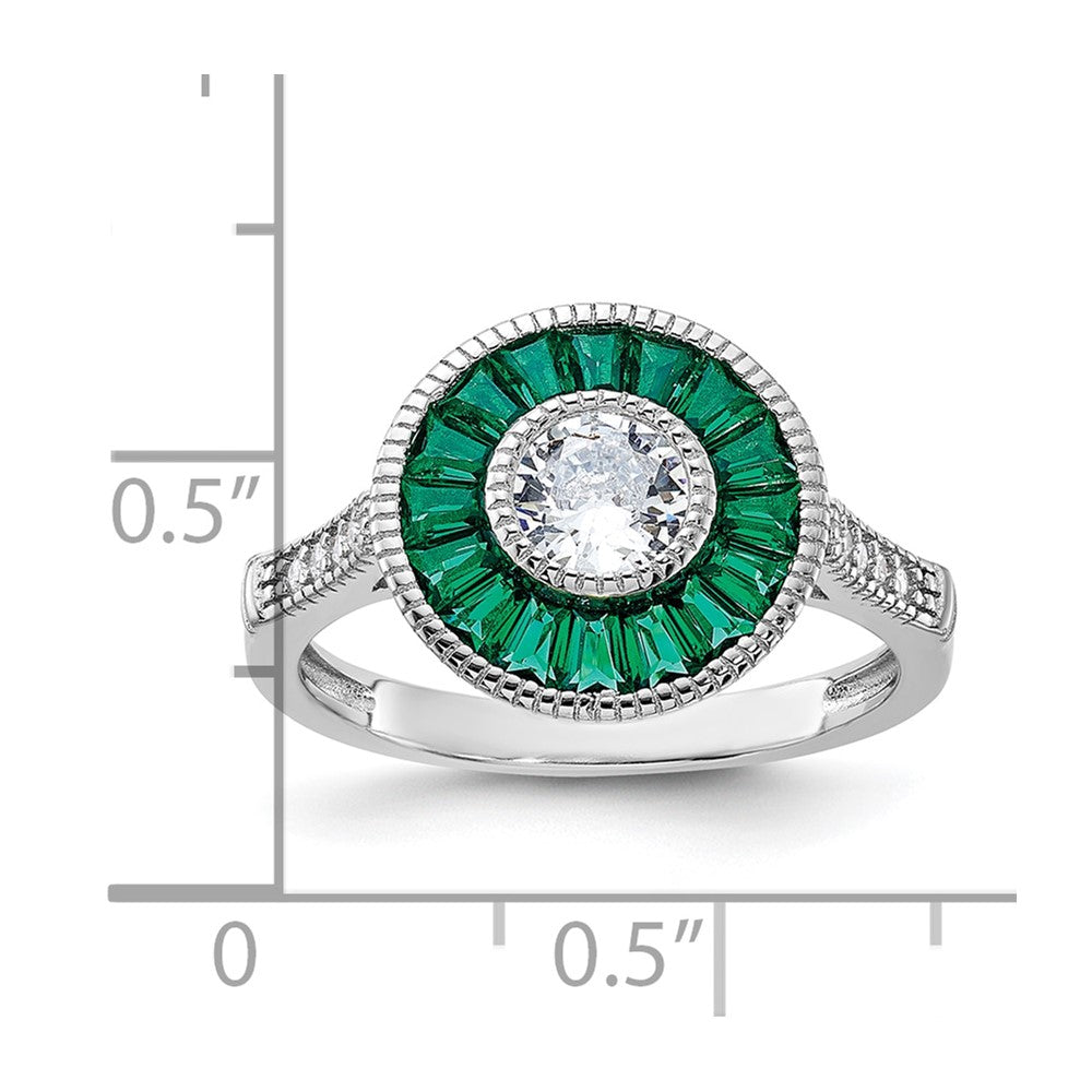 Shop Exclusive Rhodium-Plated Sterling Silver Ring, Stylish Green Spinel & CZ