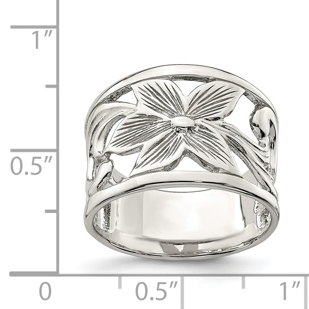 Shop Stylish Rhodium-Plated Sterling Silver Floral Ring - Affordable Luxury!
