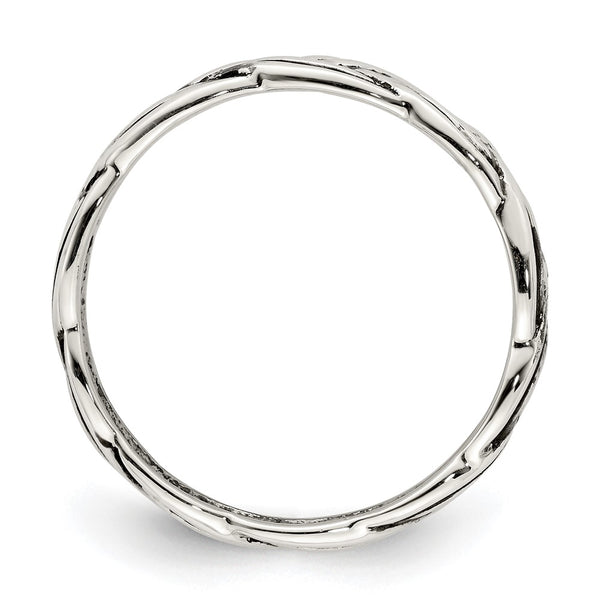 Antiqued Celtic Design Sterling Silver Ring, 0.85mm