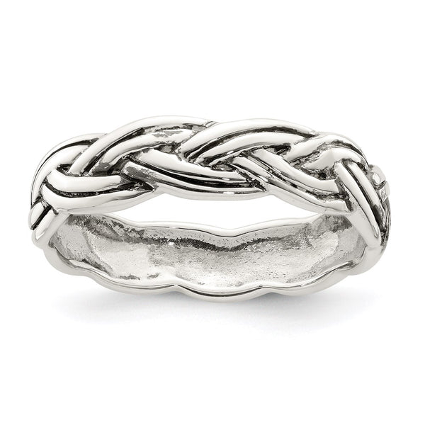 Antiqued Celtic Design Sterling Silver Ring, 0.85mm