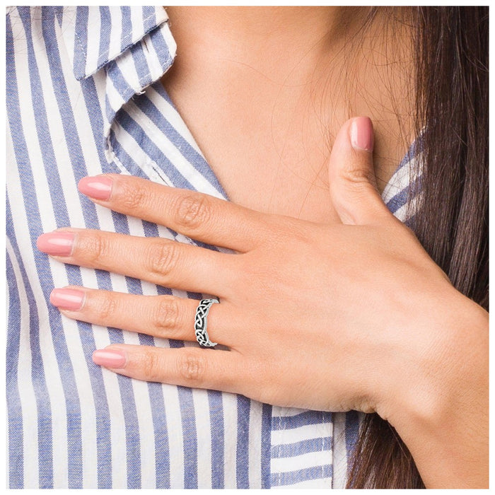 High-Quality Antiqued Sterling Silver Celtic Knot Ring - Stylish and Affordable!-6
