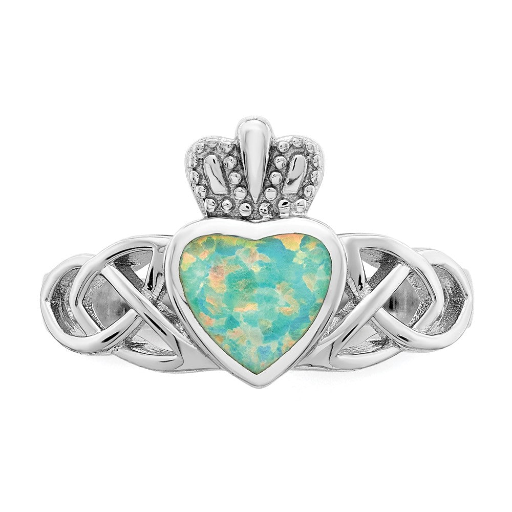 Exclusive Sterling Silver Rhodium-Plated Opal Crown Ring - Stylish Celtic Knot