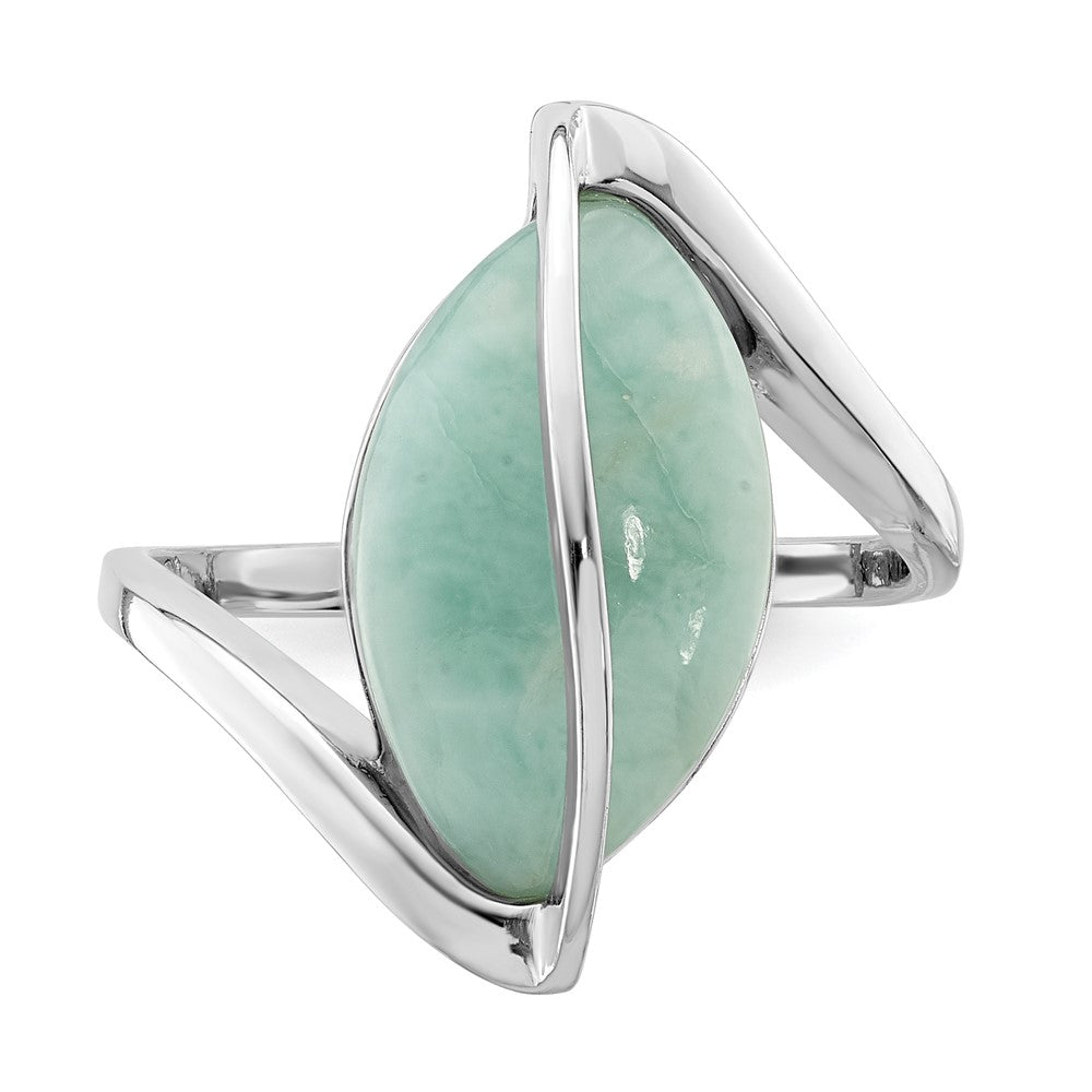 Buy Stylish Rhodium-Plated Sterling Silver Twisted Larimar Ring - Affordable Elegance
