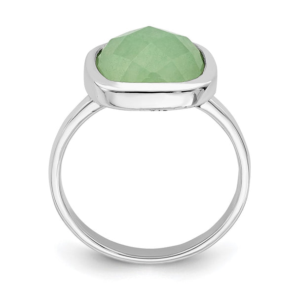 Rhodium-Plated Sterling Silver Green CZ Ring