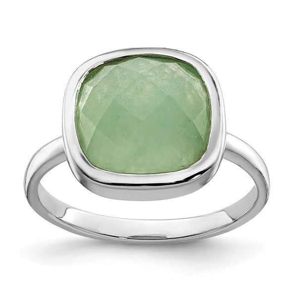 Rhodium-Plated Sterling Silver Green CZ Ring