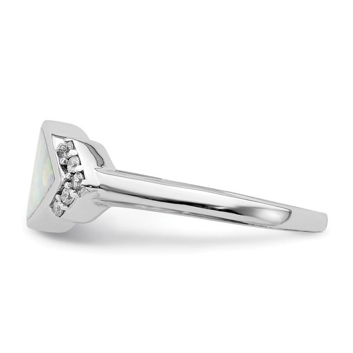High-Quality Rhodium-Plated Sterling Silver Ring with Opal & CZ - Stylish Value-3