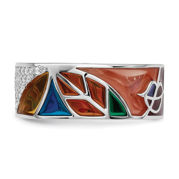 Shop Stylish Rhodium-Plated Sterling Silver Cuff Ring with CZ Accents, 7.5"-3