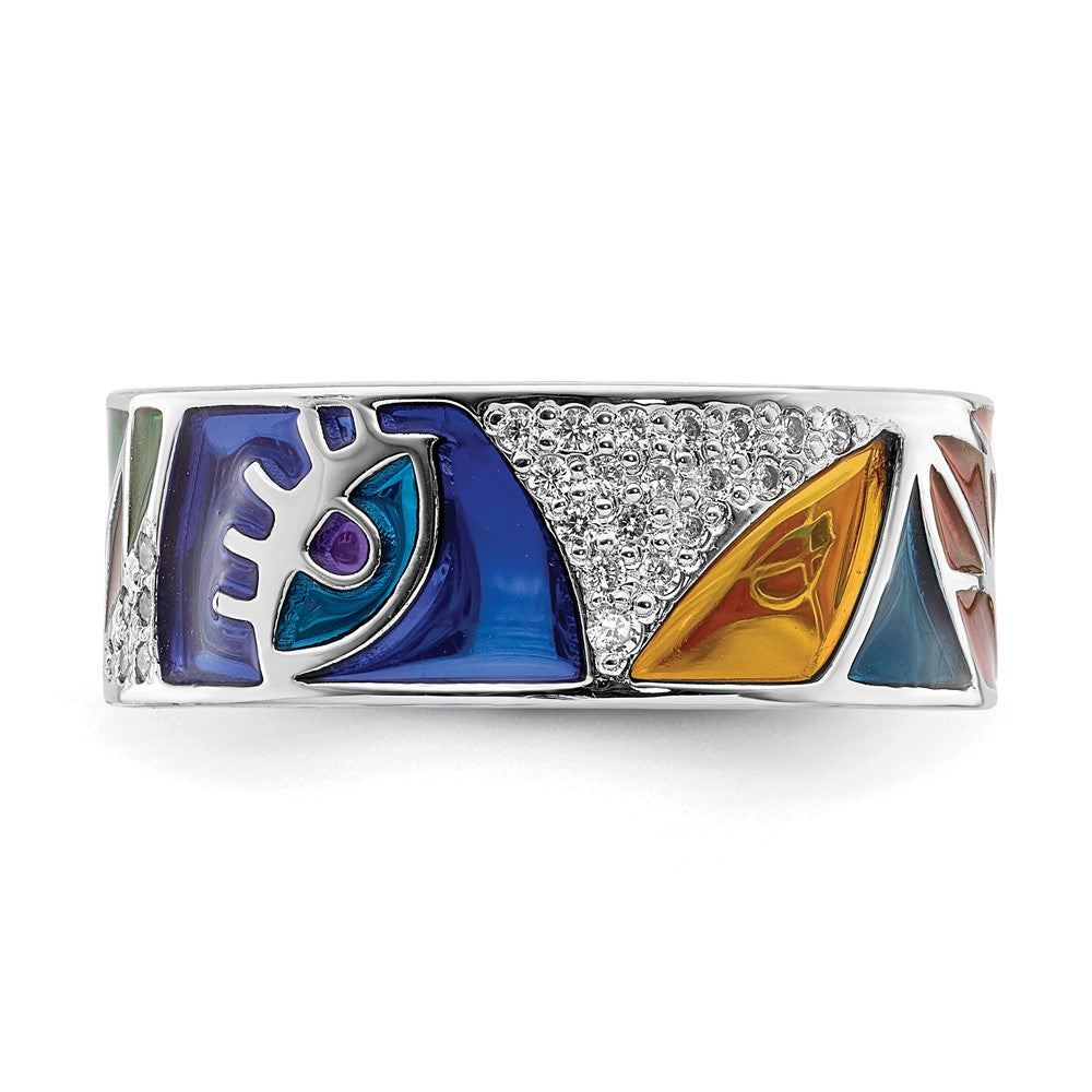 Shop High-Quality Rhodium-Plated Sterling Silver Abstract Cuff Ring - Stylish Design