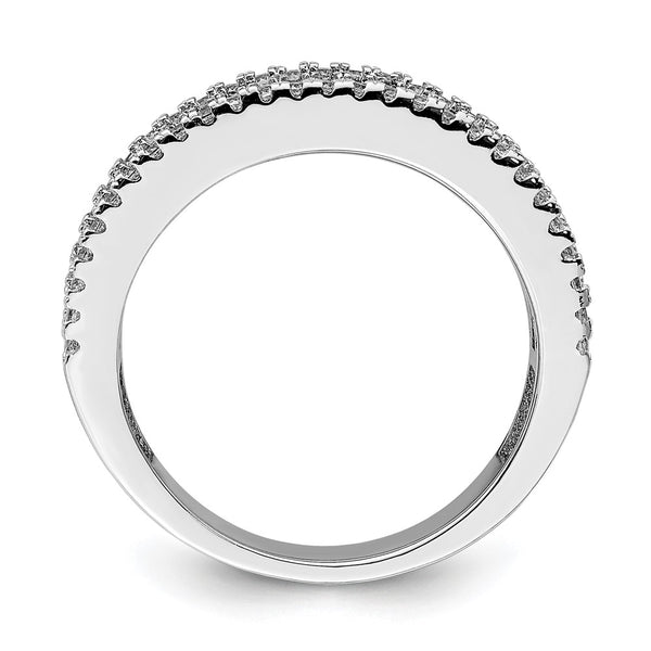 Rhodium-Plated Sterling Silver Ring with Blue Spinel & CZ - Style GR1-1018077