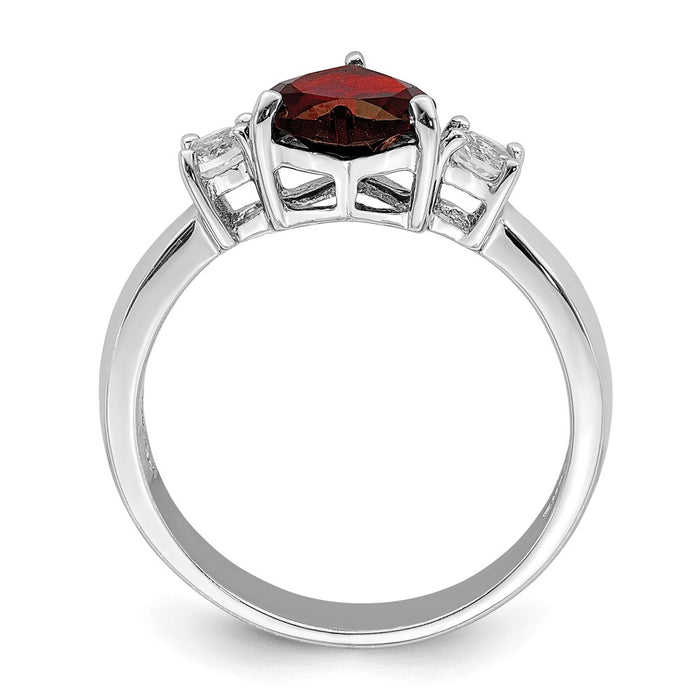 Exclusive Rhodium-Plated Sterling Silver Heart Ring | Garnet & Topaz | Stylish Value-2