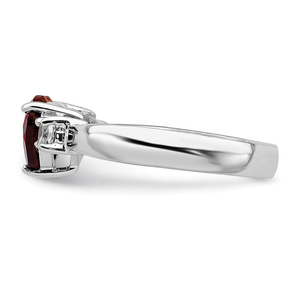 Exclusive Rhodium-Plated Sterling Silver Heart Ring | Garnet & Topaz | Stylish Value