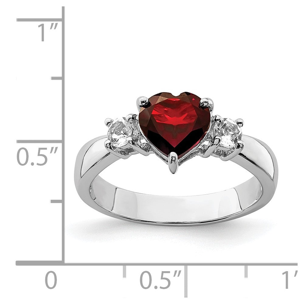 Buy Exclusive Rhodium-Plated Sterling Silver Heart Ring: Garnet & Topaz, Stylish Value