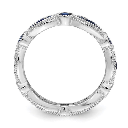 Shop Stylish Rhodium-Plated Sterling Silver Eternity Ring with Blue Spinel