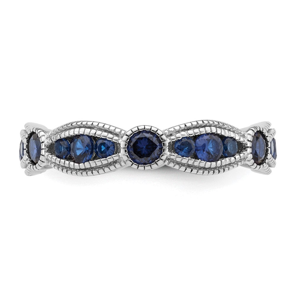 Shop Stylish Rhodium-Plated Sterling Silver Eternity Ring with Blue Spinel