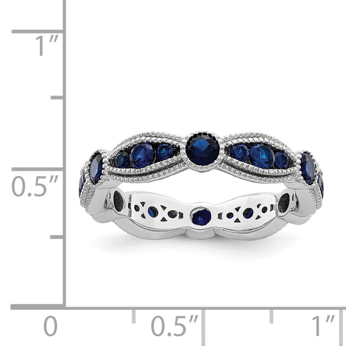 Exclusive Rhodium-Plated Sterling Silver Eternity Band with Blue Spinel - Stylish Value!-4