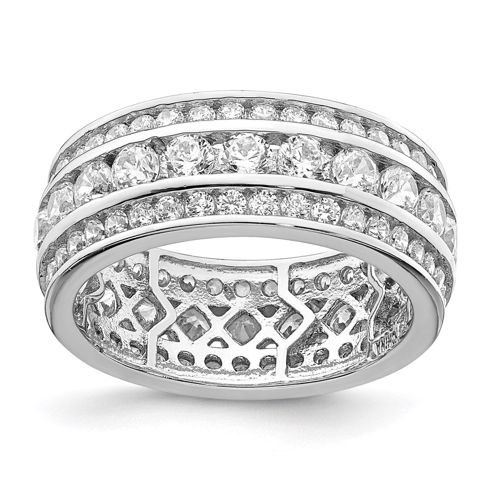 Order Affordable Rhodium-Plated Sterling Silver 3-Row CZ Eternity Ring