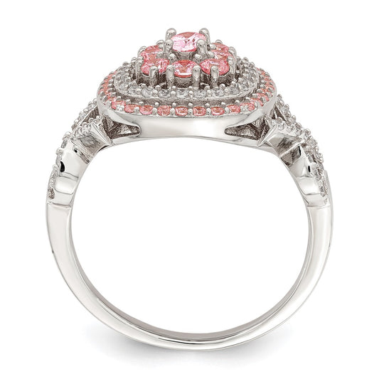 Buy Stylish Sterling Silver Cushion Ring with Rose Gold Plating & CZ Stones