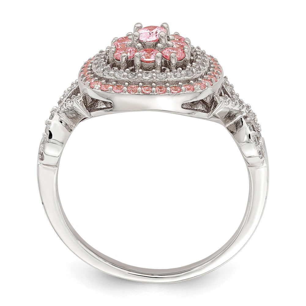 Exclusive Sterling Silver Cushion Ring - Rose Gold Plated, Stylish CZ Stones