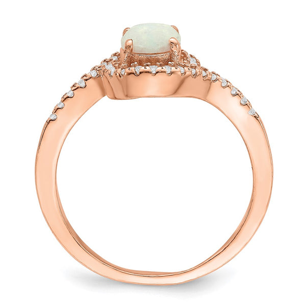 Rose Gold-Tone Halo Ring, 14K Silver, Created Opal CZ
