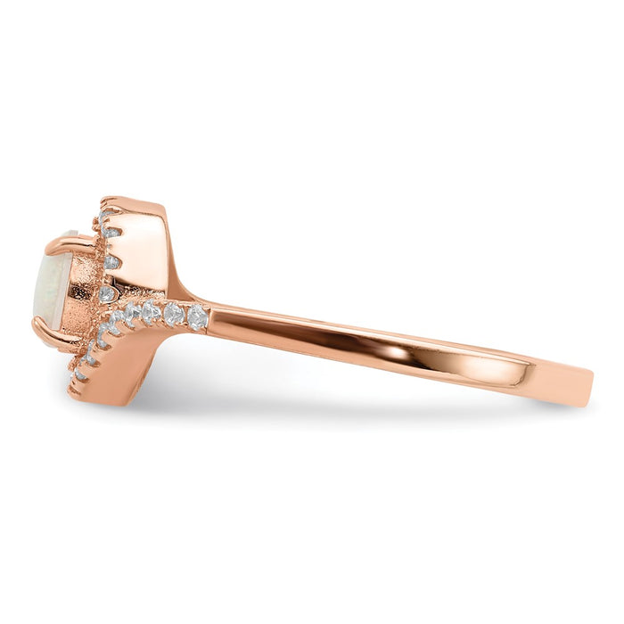 Buy Stylish Rose Gold-Tone Halo Ring, 14K Silver, Created Opal & CZ-3
