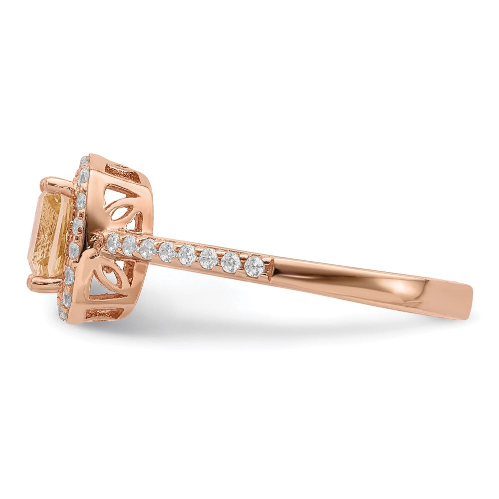 Buy Exclusive Rose Gold-Plated Sterling Silver Peach CZ Halo Ring - Stylish & Affordable!