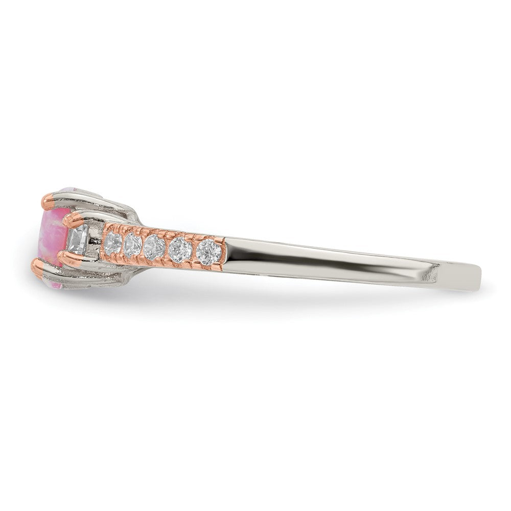 Buy Stylish Rose Gold-Plated Sterling Silver Ring with Pink Opal & CZ