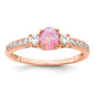 Shop Stylish Rose Gold-Tone Sterling Silver Ring with Created Pink Opal-1