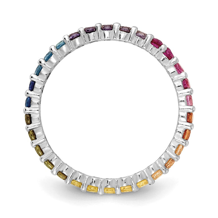 High-Quality Rhodium-Plated Sterling Silver CZ Eternity Band Ring - Stylish Value-2