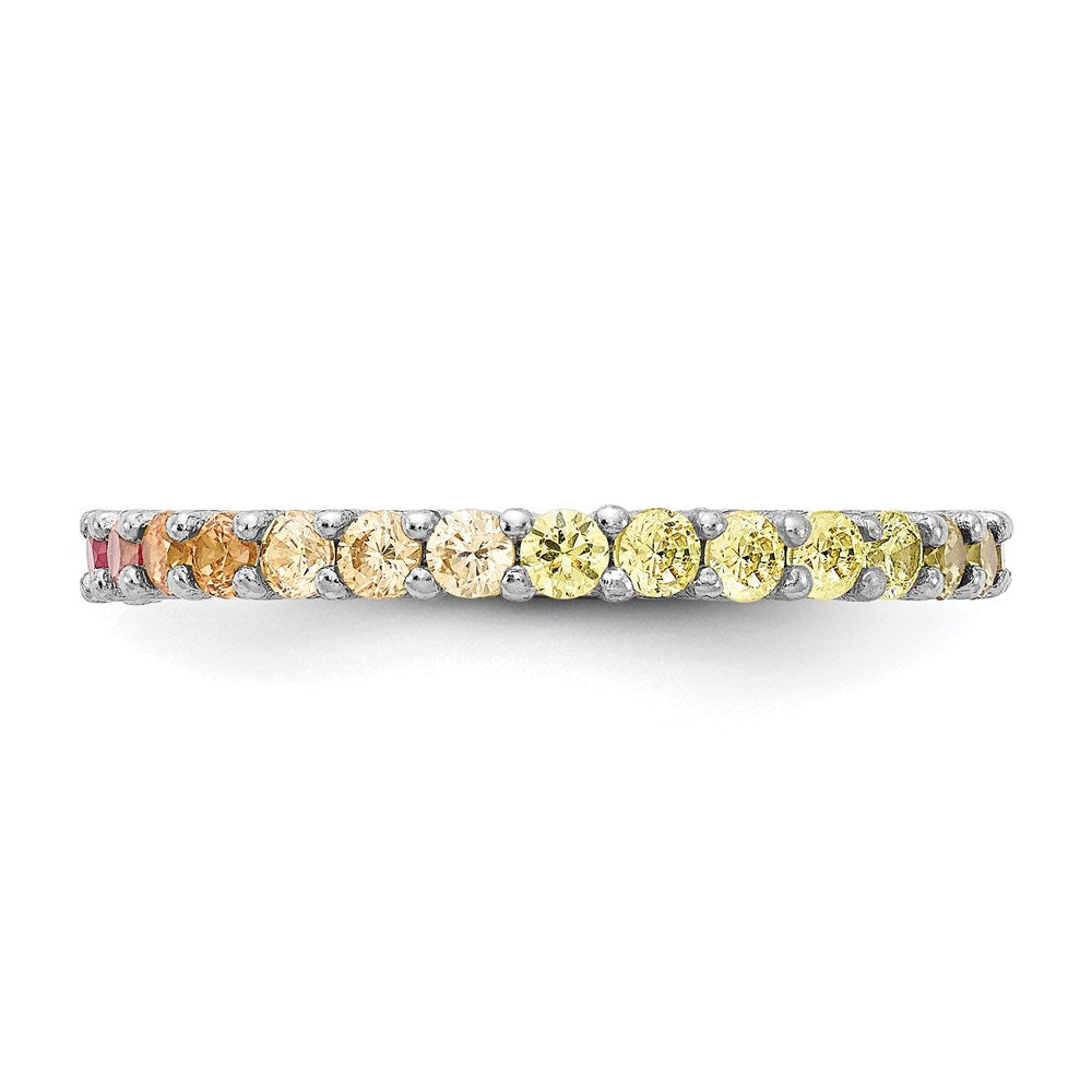 Exclusive Rhodium-Plated Sterling Silver CZ Eternity Band Ring - Stylish Value