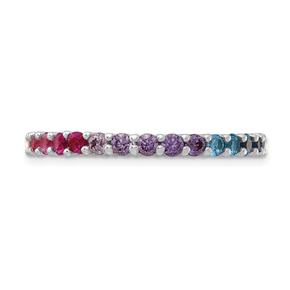 Exclusive Rhodium-Plated Sterling Silver CZ Eternity Band Ring - Stylish Value