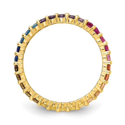 Exclusive Prizma Colorful CZ Eternity Band Ring | 14K Gold-tone, Stylish Design