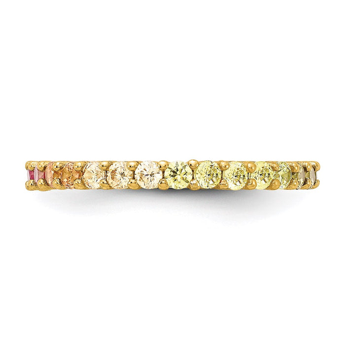 High-Quality 14K Gold-Plated Sterling Silver CZ Eternity Band Ring - Stylish Value!-3