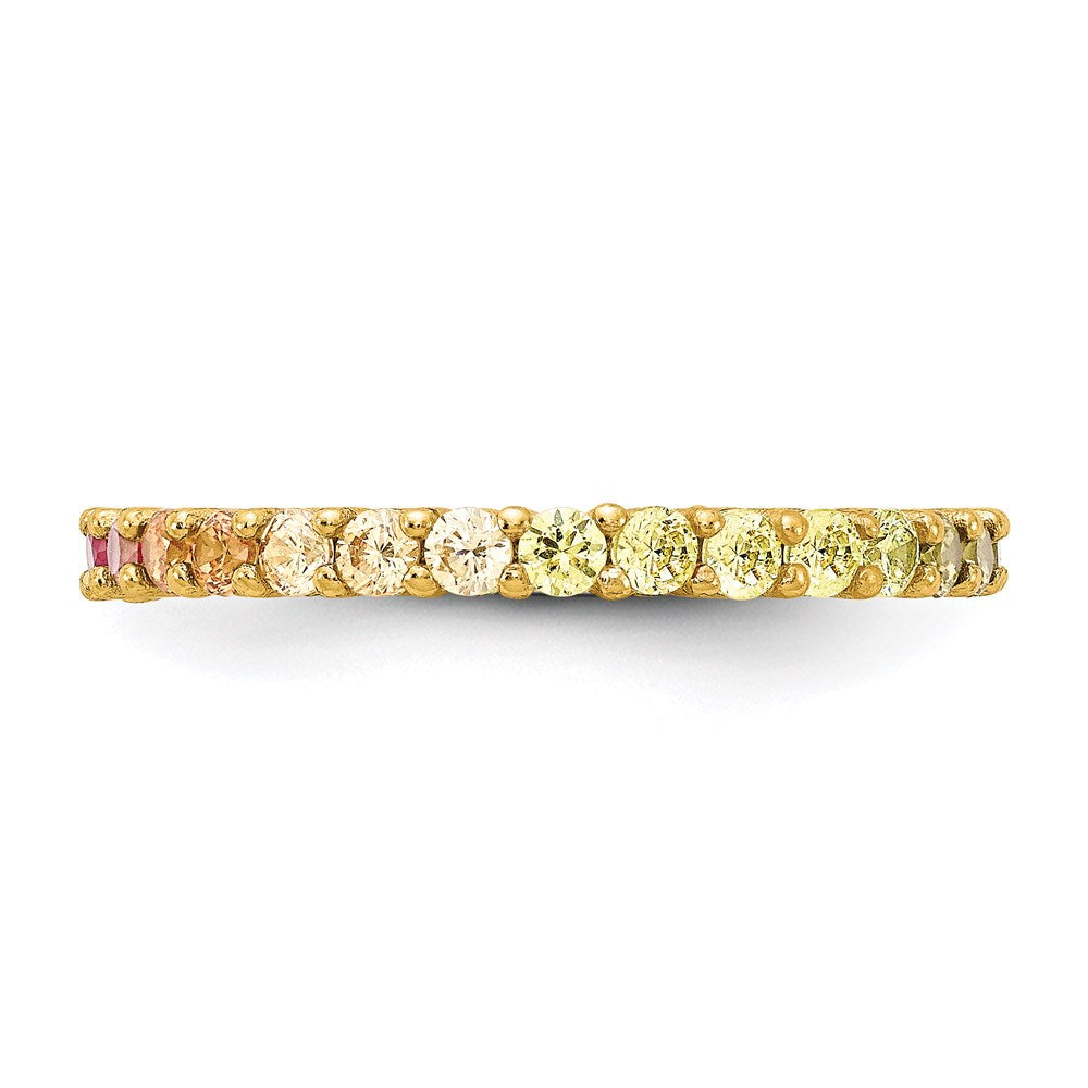 Exclusive Prizma Colorful CZ Eternity Band Ring | 14K Gold-tone, Stylish Design